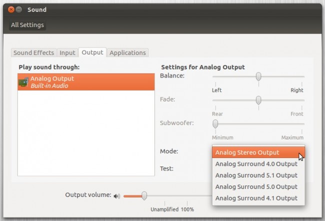 Параметры звука в Ubuntu 12.04