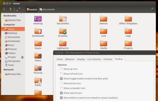 Nautilus 3.4 в Ubuntu 13.04 (SolusOS)