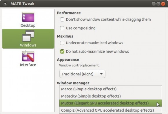 MATE Tweak Tool of Ubuntu MATE