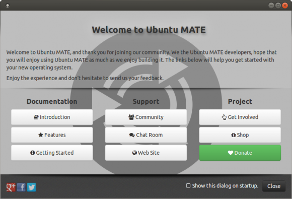 Ubuntu MATE wellcome